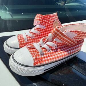 Converse Kids Red Checkered High-Top Sneakers